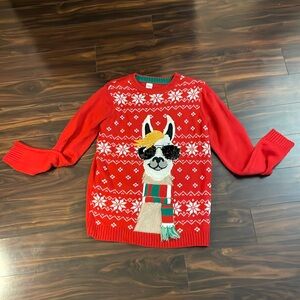 Youth Llama in Sunglasses Christmas Sweater (XL)